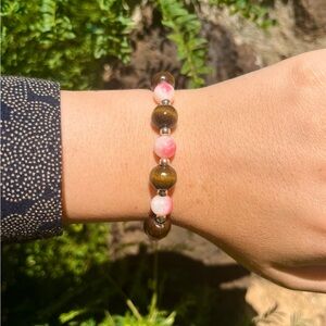 Tiramisú 🍰 Pink Tourmaline & Wood Bracelet
